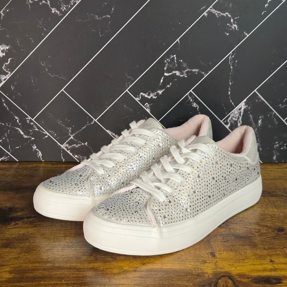 Sugar Sparkle Sneakers Womens 8M Silver Rhinestone Platform Shoes SGRSPARKLERS